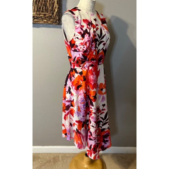 Donna Morgan Dress 10 A Line Flowy Floral Sleeveless Stretch Summer Washable - Picture 8 of 9
